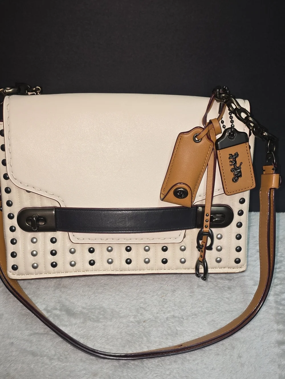Coach 'Swagger' Quilted Rivet Chain Crossbody